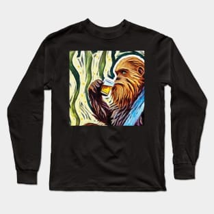 Bigfoot drink beer Van Gogh style Long Sleeve T-Shirt